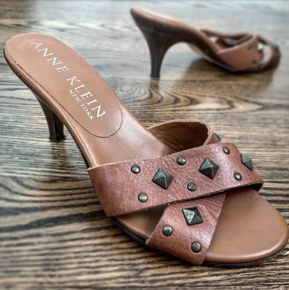 Anne Klein Leather Sandal Heels